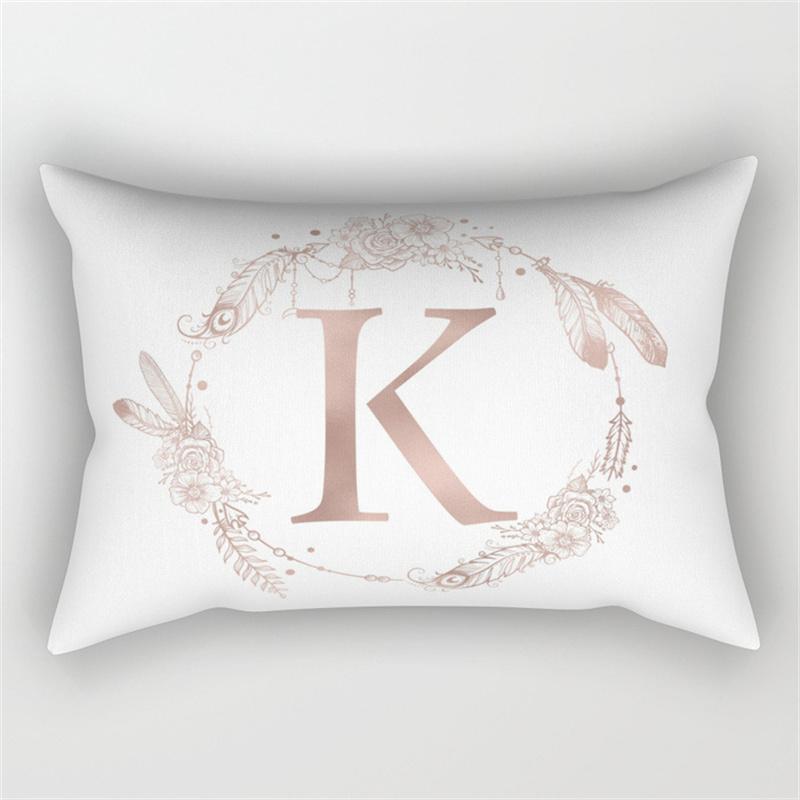 30x50cm English Alphabet A-Z Letter Print Pillowcase Custom Polyester Short PLush Line Sofa Room Home Decoration Cushion Cover