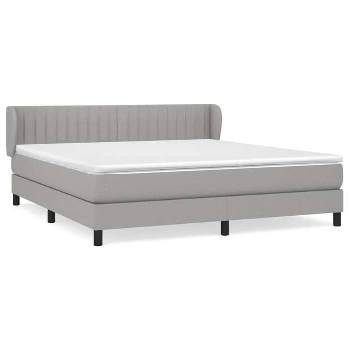 3126413 vidaXL Lit à sommier tapissier avec matelas Gris clair 160x200cm Tissu