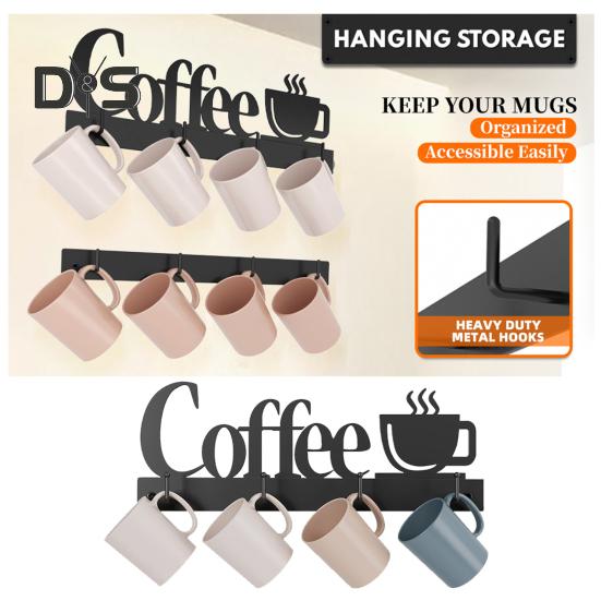 3-teiliger Wandhalter für Tassen, Kaffeetassenhalter mit robusten Haken, einfach zu installieren, rostfrei, Teetassenaufhänger, Display-Dekor