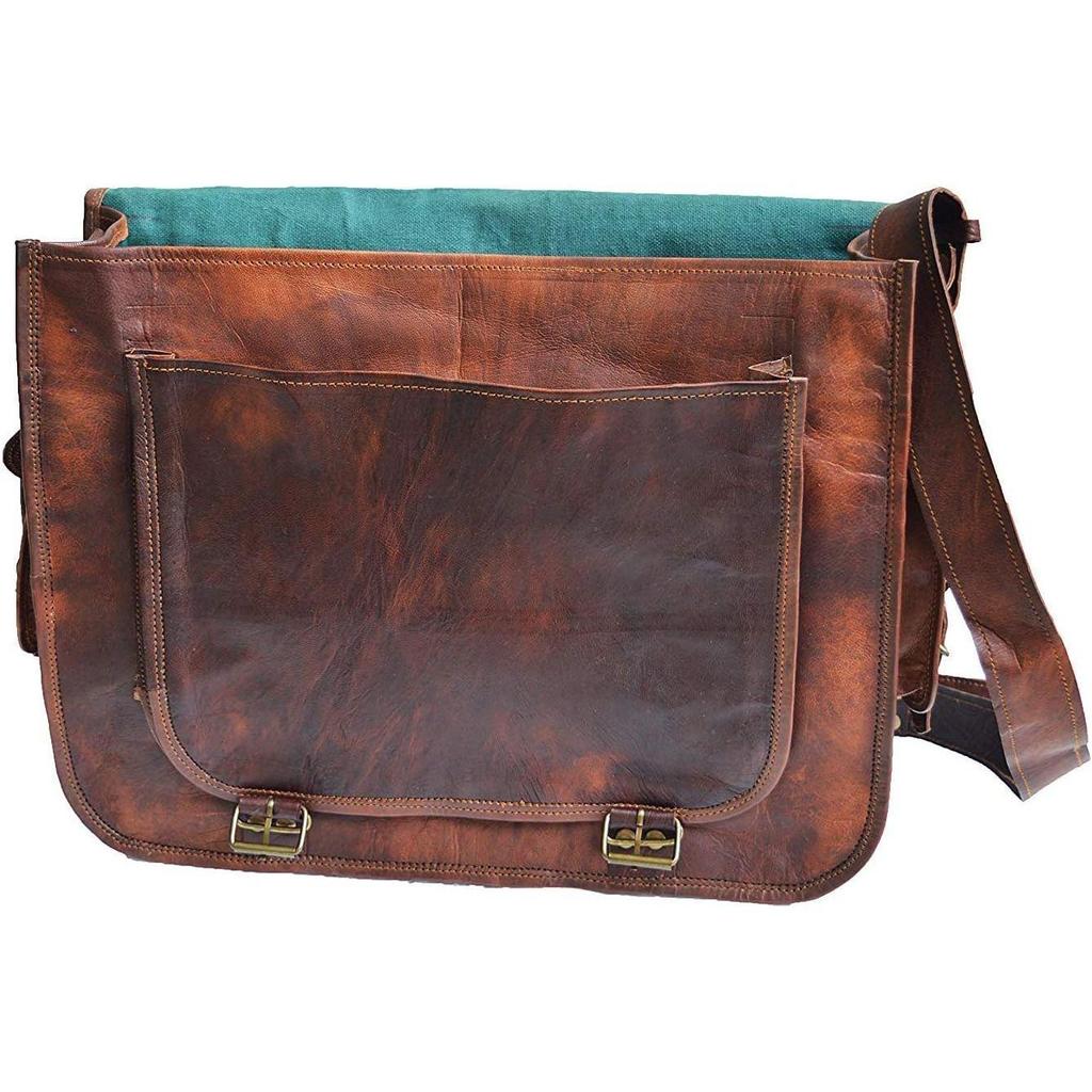 leather messenger bag laptop case office briefcase gift for men computer distressed shoulder bag