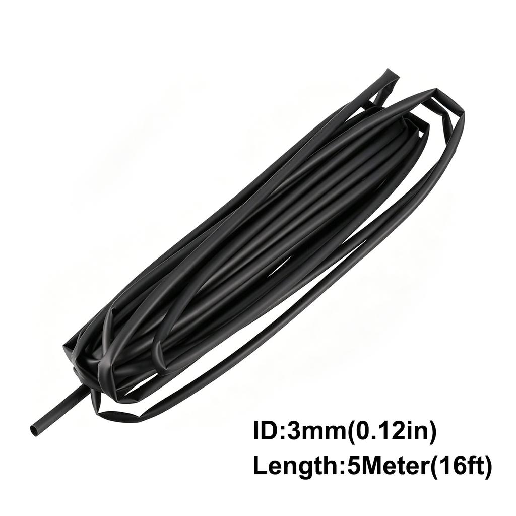 3/10M Black Heat Shrink Wrap Tubing 2:1 1-18mm, Polyolefin Insulation Sleeving for Cable Wire Repair, Splice Protection