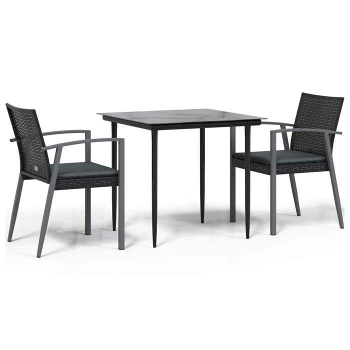 VidaXL Ensemble à manger de jardin 3 pcs coussins résine tressée acier, ensemble à manger, ensemble à manger d'extérieur, 3186971
