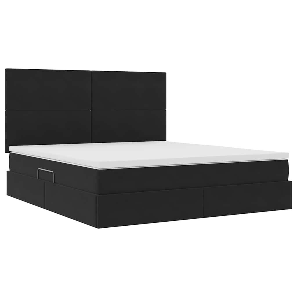 Storage Bed with Mattress Black 160 x 200 cm Velvet
