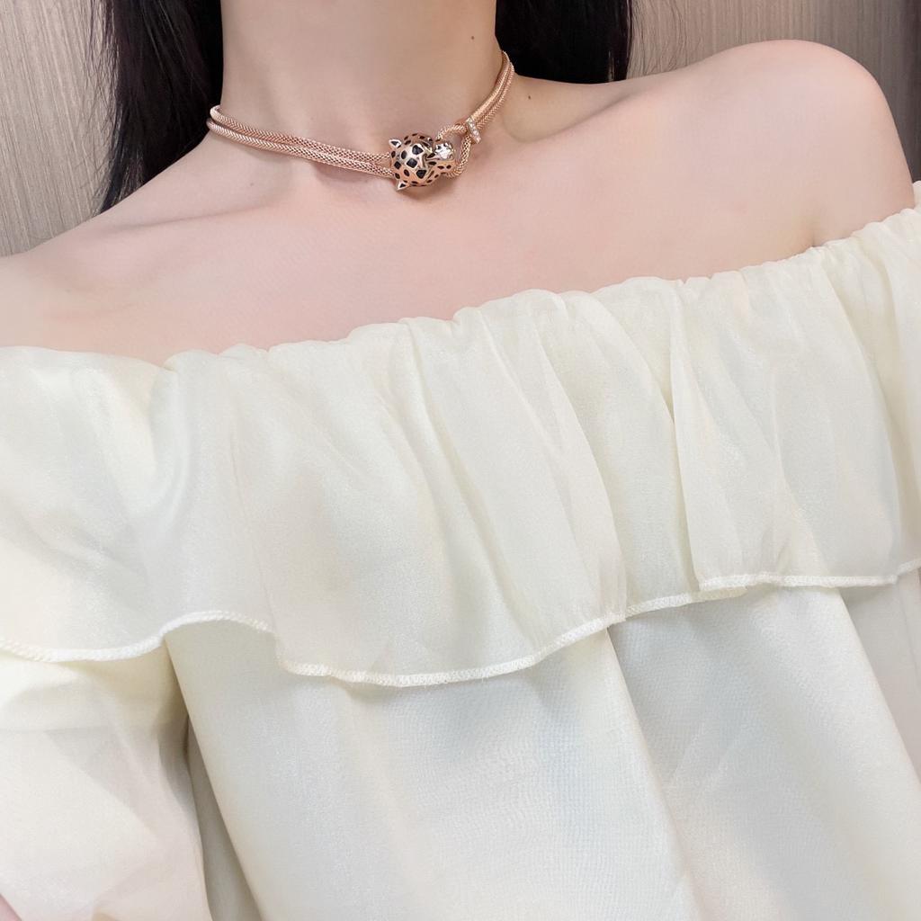 Hot Brand Vintage Diamond Necklace Luxury Jewelry  For Women Designer Pendant 925 Sterling Silver Lady Party Leopard Necklaces