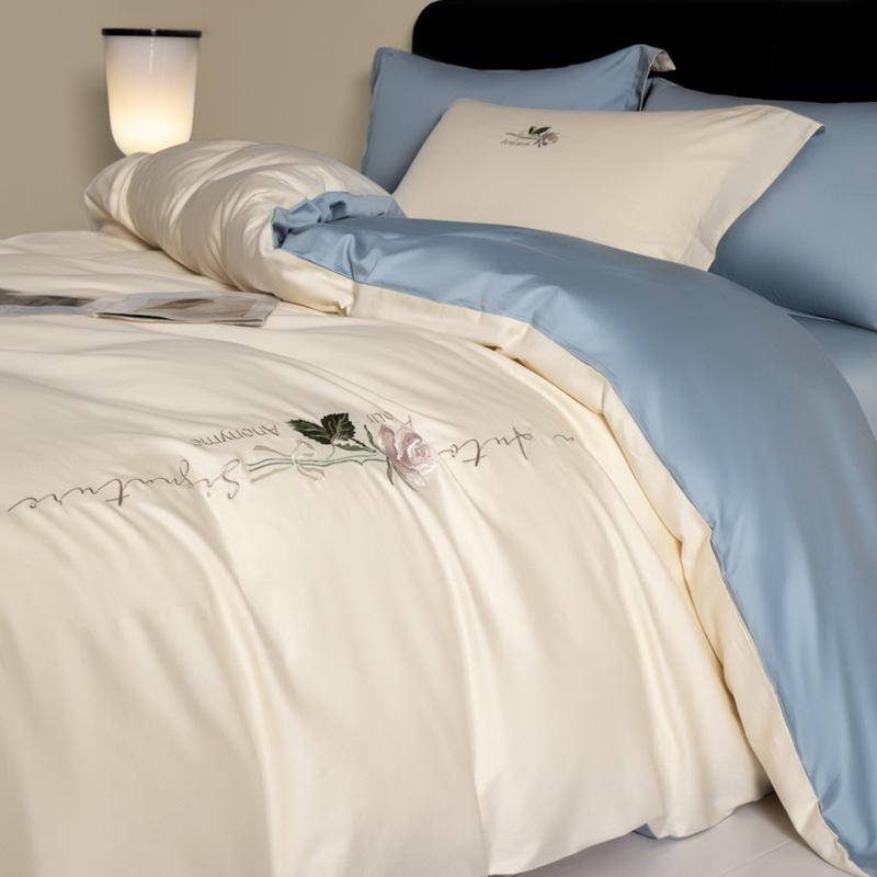 Light Luxury Long-Staple Cotton Bedding Sets Pure Cotton Embroidery Super Soft Bedclothes High Quality Comforter Set for Adults