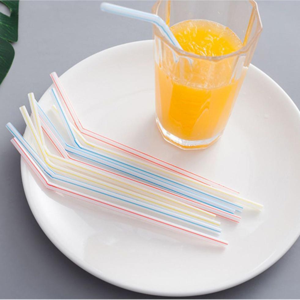 Creative Colorful Bendable Striped Soy Milk Plastic Straws