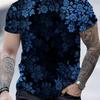 3D printing new men's fashion casual simple short-sleeved T-shirt comfortable breathable cherry blossom print short sleeve