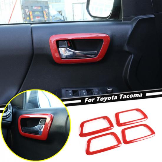 For Toyota Tacoma 2016- ABS Red Interior Door Handle Bowl Frame Cover Trim