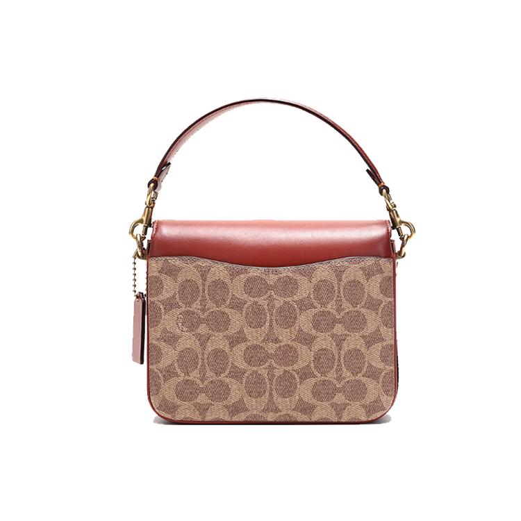 COACH Cassie Canvas With Leather Messenger Bag, Handbag, Crossbody Bag, Shoulder Bag Small Women's Khaki Rust 89089-B4NQ4