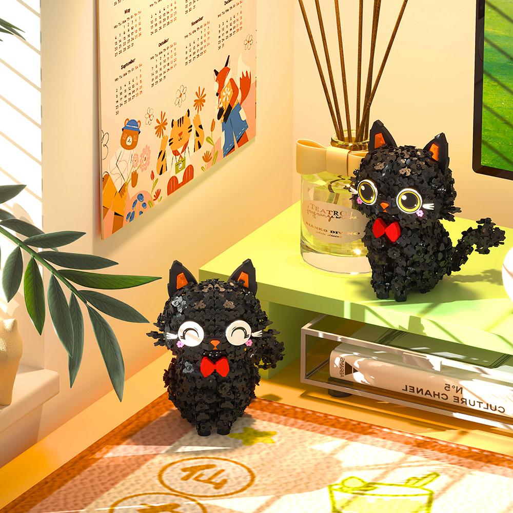 DIY Flower Cat Cartoon Micro Mini Brick Educational 3D Model Toy - Ideal for Office Desk Decoration, Perfect Gift for Cat Lovers