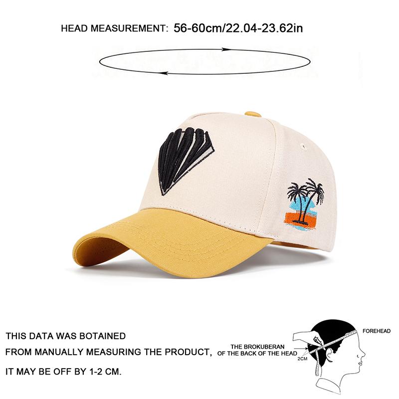 Unisex Diamond Embroidered Side Coconut Tree Baseball Caps Spring And Autumn Outdoor Adjustable Casual Hats Sunscreen Hat