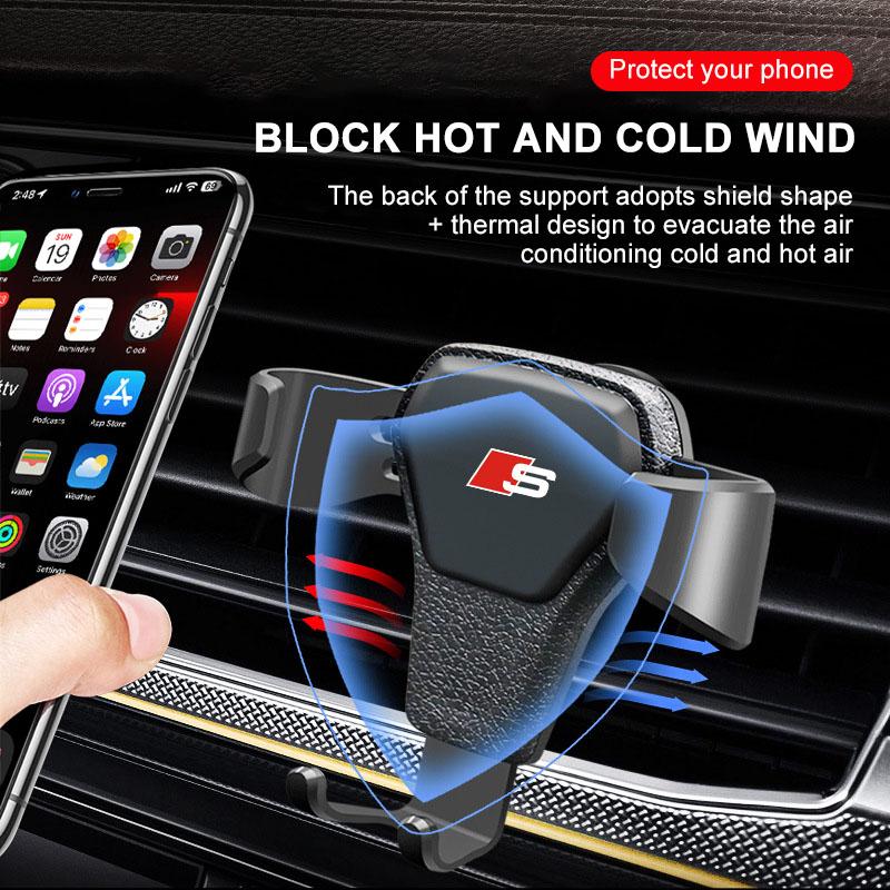 GR Gazoo Racing Car Phone Holder Air Vent Clip Mount Mobile GPS Cell Phone Stand For Audi C7 C6 C5 B5 B6 B7 B8 B9 D3 Q3 Q5 Q7 TT A1 A3 A4 A5