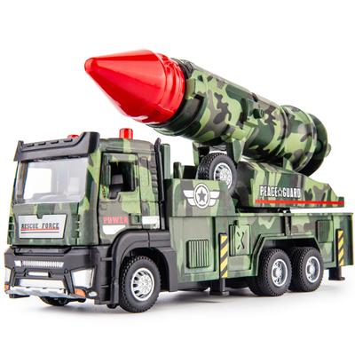 1/32 Scale Army Toys Military Truck with Launchable Missiles, Diecast Toy Military Vehicles Models Toy, Light & Sounds, Pull Back and Go Army Vehicles