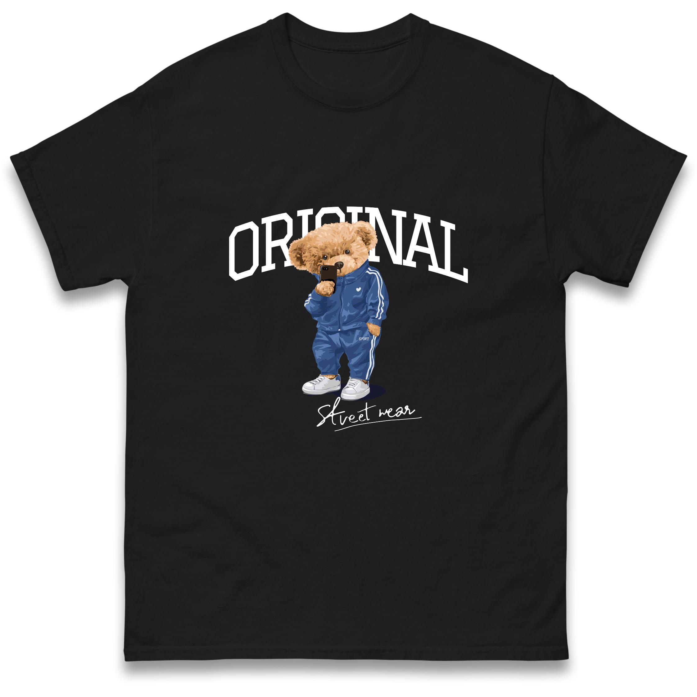 Teddy Bear Streetwear T-Shirt Tshirt Mens Womens Tops Unisex Tees 100% Cotton 4XL