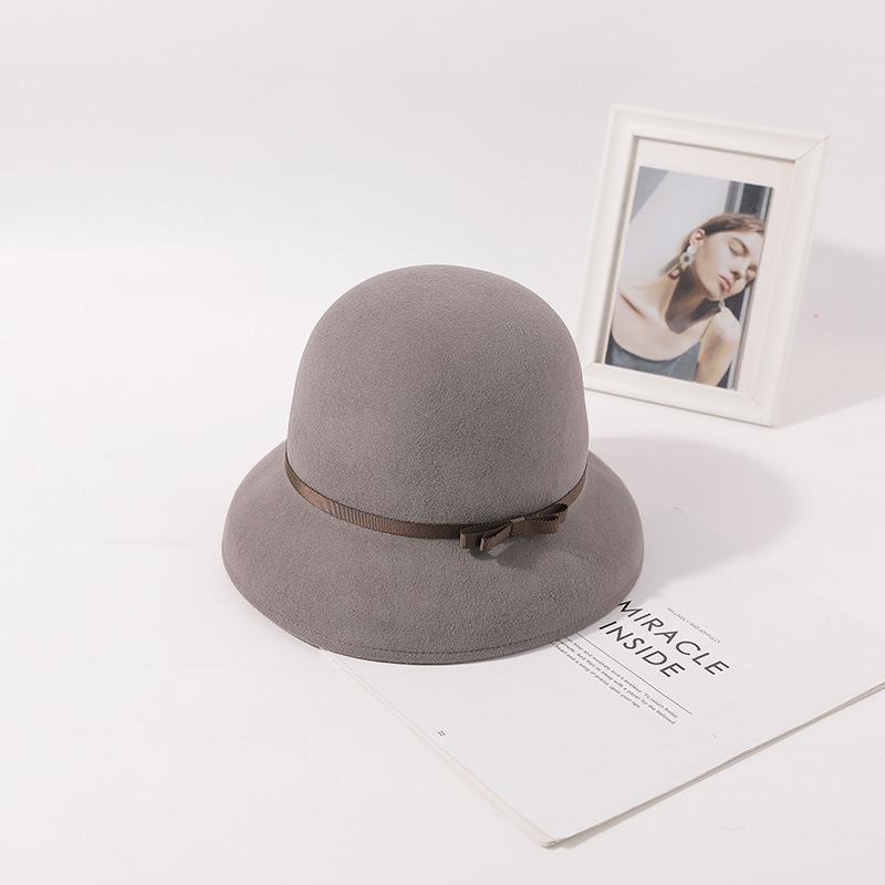 New Woolen Bucket Hat for Women's Autumn and Winter High-end Sense Xiaoxiang Dome Retro Temperament Celebrity Top Hat