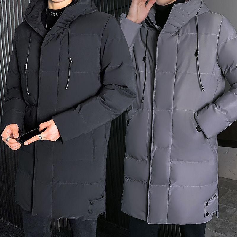 Hooded Cotton-padded Jacket Men's Mid-length Winter Cotton Overcoat Men's Knee-length Thick Down Jacket Plus-size Cotton-padded Jacket