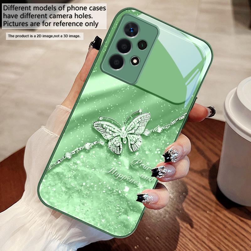 An elegant blue butterfly For Samsung A73 72 71 A70 56 55 54 A53 52 51 50 42 A35 A34 33 32 31 26 25 24 23 22 30 glass phone case