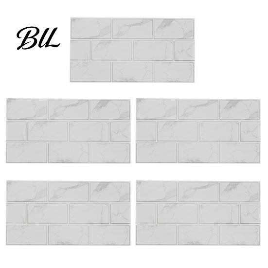 Oil Proof Wall Stickers for Bathroom 5Pcs Vintage Brick Tile Stickers, Waterproof Oil?Proof Wallpaper, Peel Sheets Kitchen & Stick Backsplash Living
