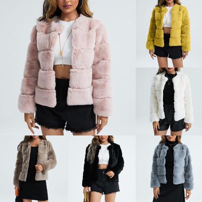 Damen und Winter Plüsch Langarm Warm Cardigan Mantel