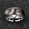 Fashion 8mm Men Stainless Steel Celtic Dragon Rings Koa Wood Inlay Black Carbon Fiber Rings For Men Wedding Band Jewelry Gifts
