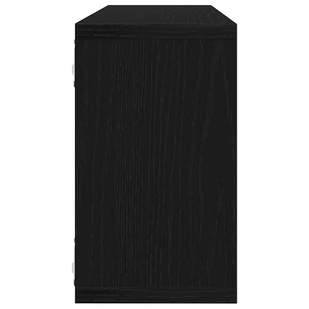 Wall Mounted Shelves with Shelf 2 pcs Black Oak Effect 80 x 15 x 26 cm