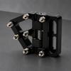Metal-Pin Motorcycle Brake Toe Tip with Pivoting Spring Hinge, Aluminum Body, and an Elongated Slotted Attachment Section