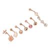 7Pcs Belly Button Rings Stainless Steel Smoothing Safe Elegant Style Dangle Belly Rings for Party