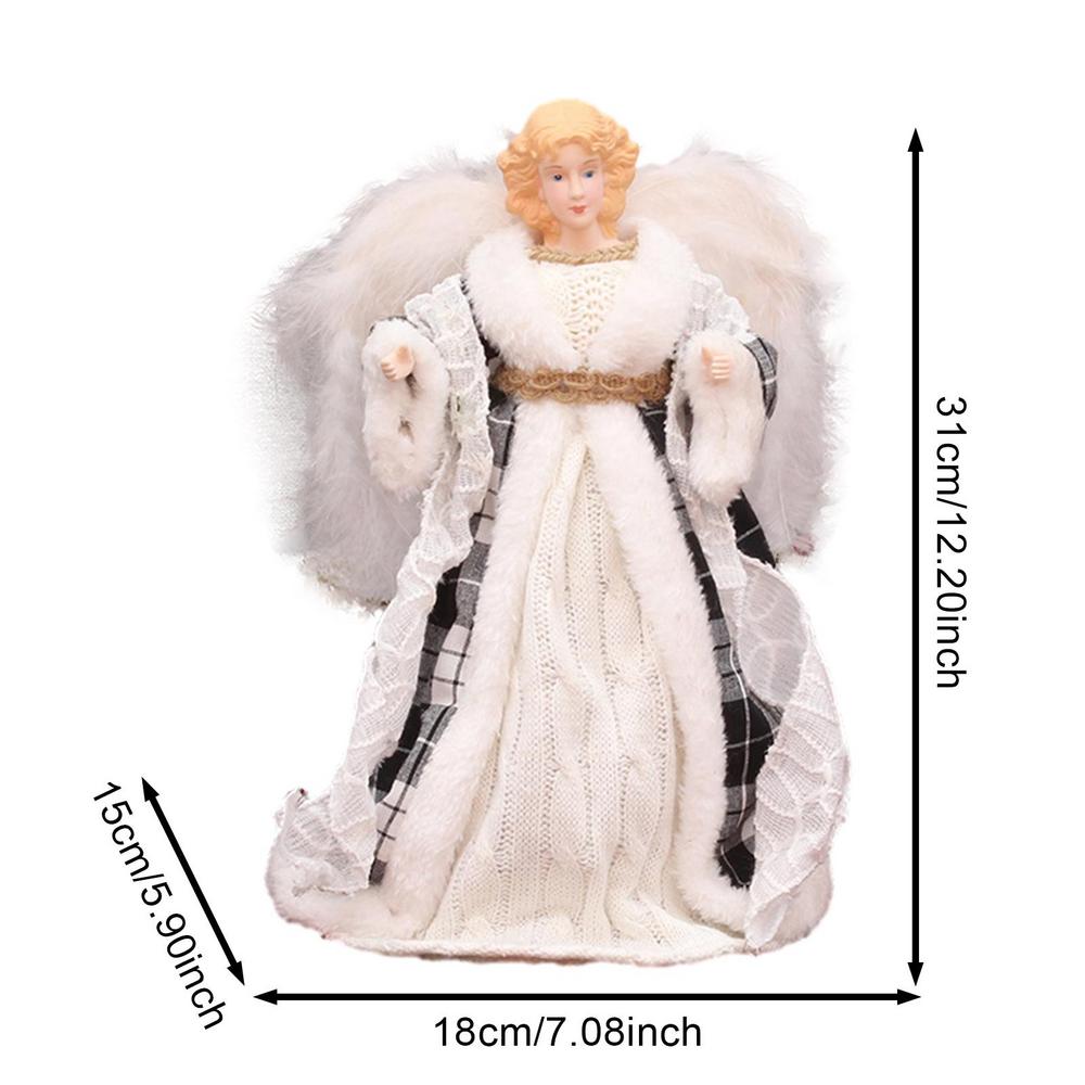 Angel Christmas Tree Topper Delicate Elegant Christmas Angel Topper With White Feather Wings 7.08in Angel Treetop Figurine