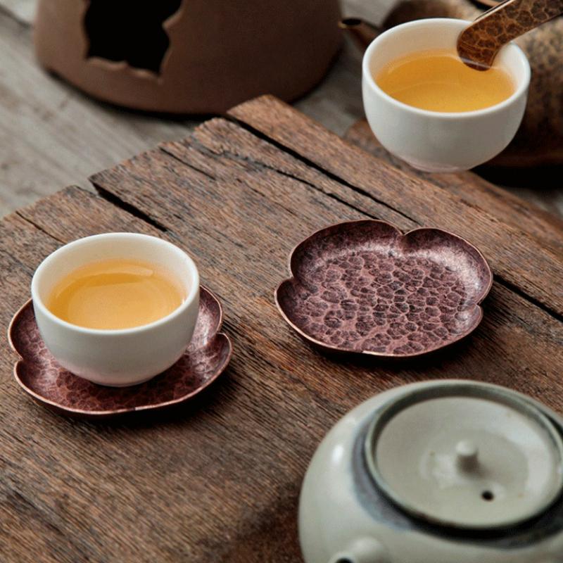 Japanese Style Ancient Copper Coasters Vintage Heat Insulation Cup Pad Drink Cup Coaster for Tea Coffe Milk Kitchen Supplies New
