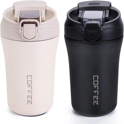 Caneca de café para viagem, garrafa térmica com isolamento a vácuo e à prova de derramamento com tampa, canudo, copo reutilizável, mantém quente/gelo, café, chá, carro, copo térmico