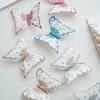 6pcs Plastic Artificial Butterfly Decoration Champagne Silver Blue Pink DIY Christmas Glitter Butterfly Hanging Ornament