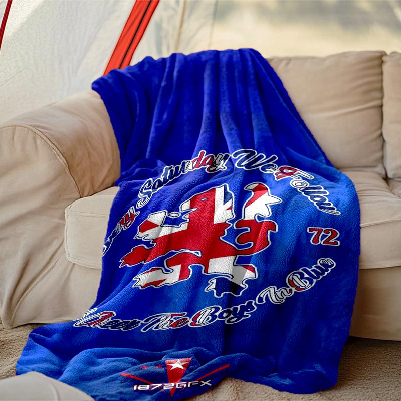 Rangers FC Pattern Blanket, Cozy Blanket for All-Season Comfort on Sofas, Beds, Office, Car, Camping and Travel