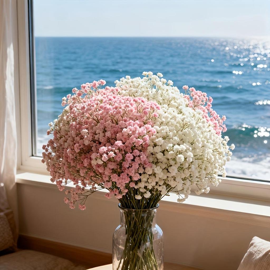 20 buketter av rosa och vita blommor, Realistisk beröring, Simulerade blommor, Centerpiece för årsdagar, Bröllop, Förlovningar, Hotell, Trädgårdar