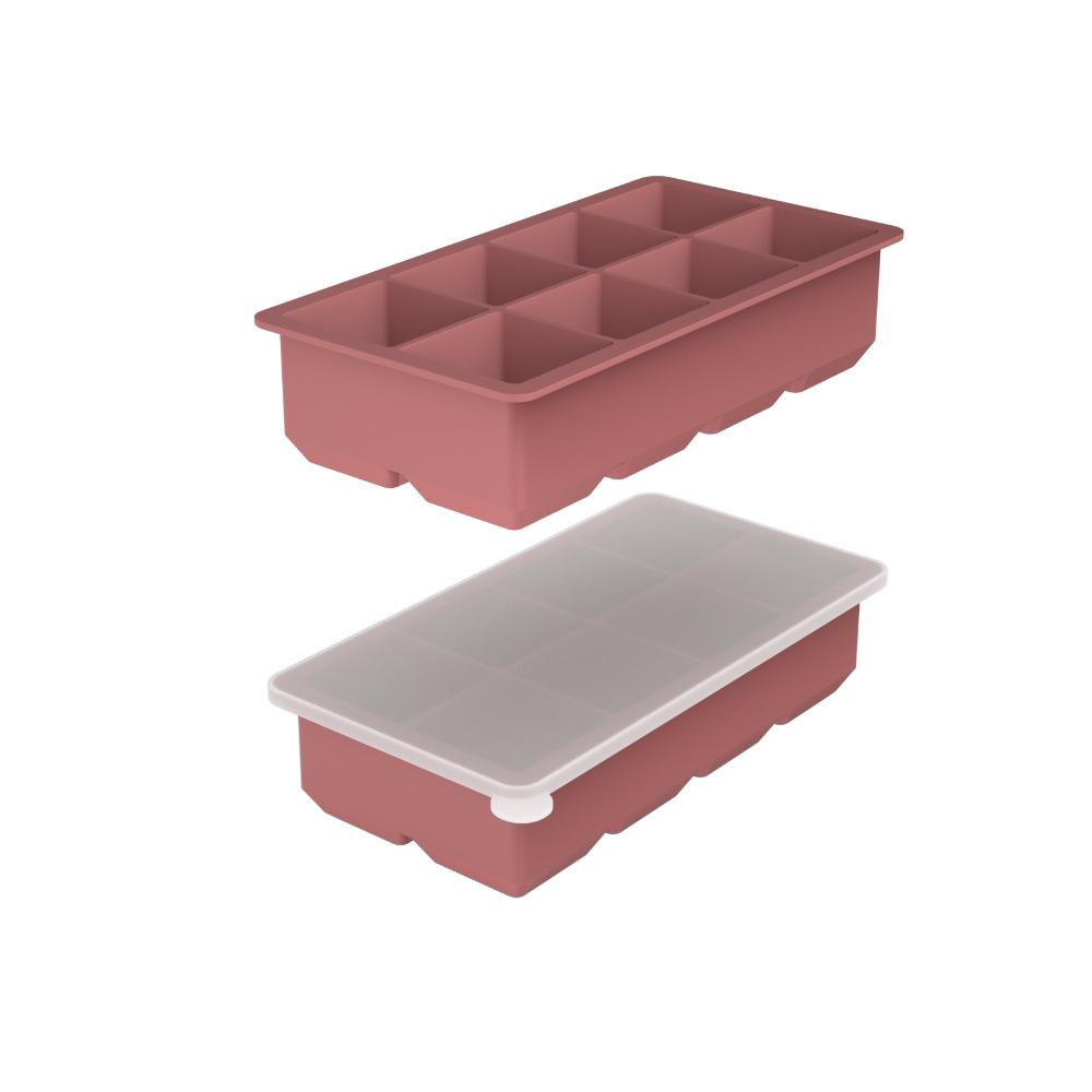 Silicone Ice Cube Tray with Lid: 4-Grid Frozen Soup & Food Storage Box