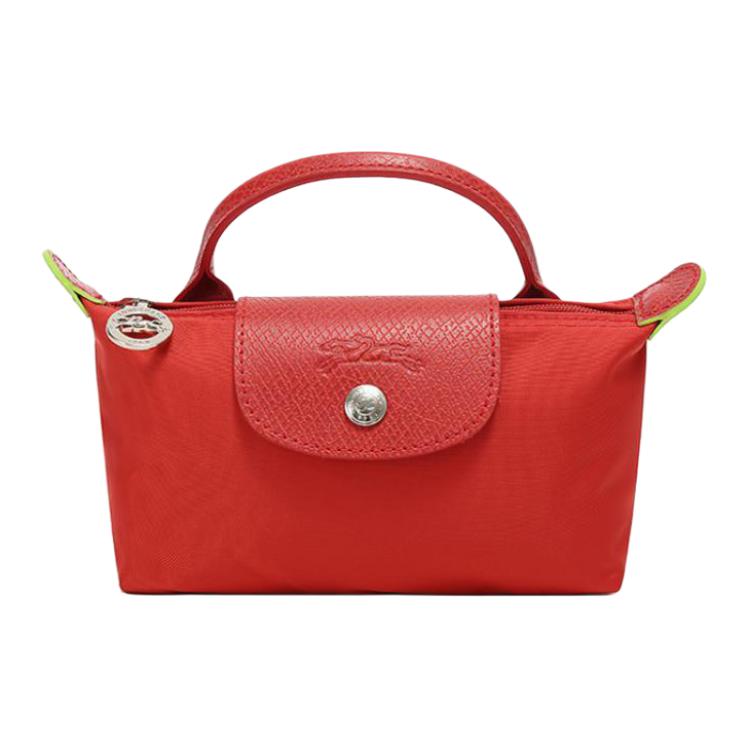 

Longchamp Le Pliage Green Eco-Friendly Series Recycled Canvas Short Handle Pouch Makeup Bag Tote Mini Women bags Bright-Red 34175919P83 Basic Set (Bag)