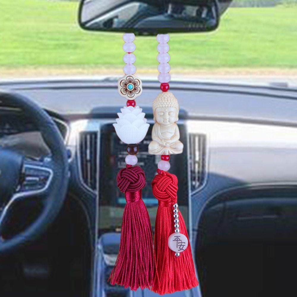 Doppelquaste Auto Buddha Anhänger Lotusblume Hängendes Ornament Glück Spiegelaufhänger Oranmente Schutz