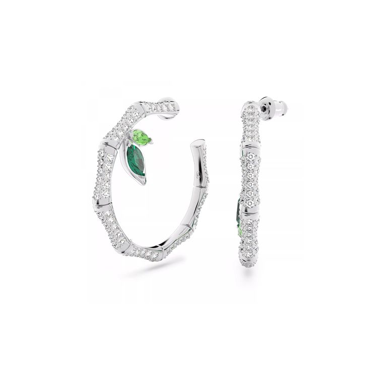 

Swarovski Dellium Bamboo Style Exquisite Rhodium Plated Earrings Women earrings Silver 5645373 Box (Random Color),F,Silver