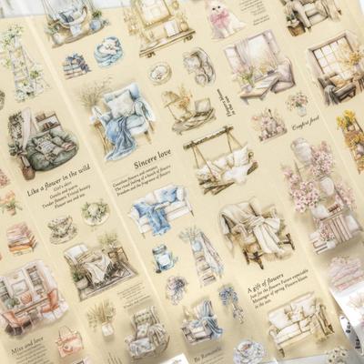 Collage Roll Masking Large Living English Letters Stickers, Materials, Assortment, Stickers, Miskepaa, Cute, Girls, Stylish, PET, Waterproof, Tape,