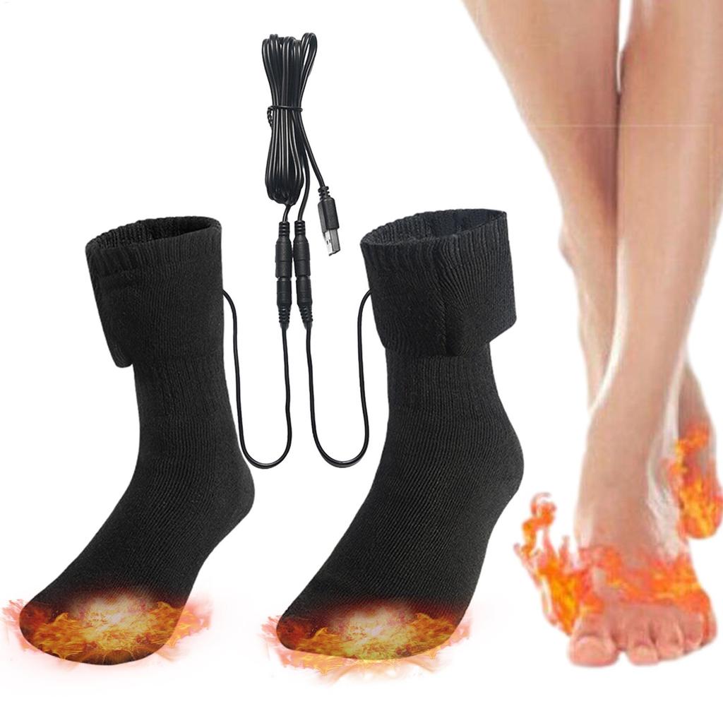 Winter Heated Socks Electric Socks for Men USB Electric Heated Socks Warm Cotton Socks with Fast Heating and Long Warmth