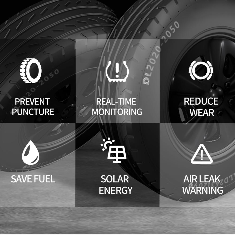 Car Universal Solar Tire Pressure Monitoring System USB Rechargeable High Accuracy TPMS