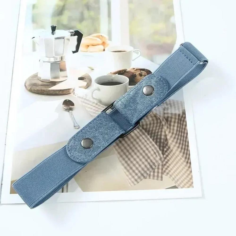 Women Men Jean Pants Dress No Buckle Easy To Wear Canvas Adjustable Elastic Waist Band Invisible Belt Buckle-Free Belts
