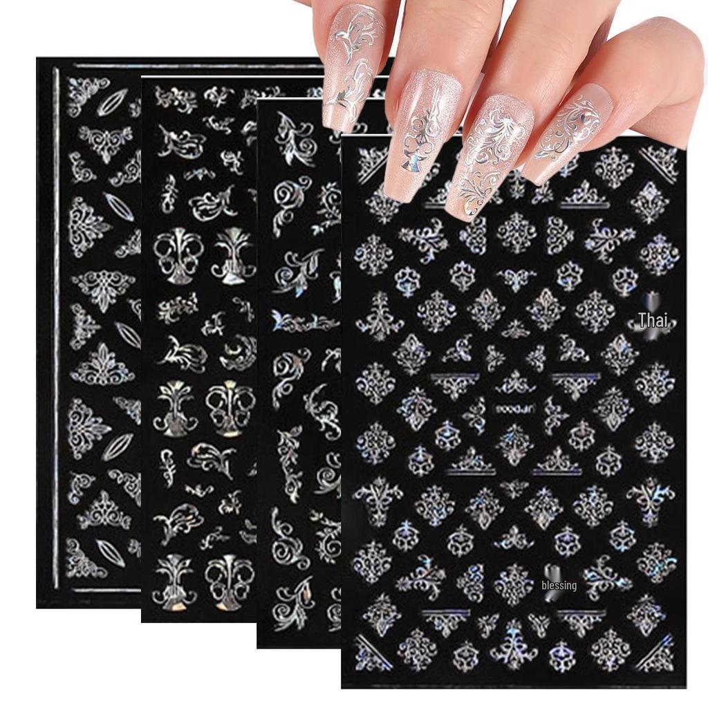 Gold 3D Self-Adhesive Full Cover Nail Stickers for Kids - Wearable Manicure Decals