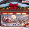2D Winter Night Santa Sleigh Garage Door Cover, Reindeer & Moon Christmas Decor