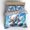 Cute White Bear, Flowers, Sky, Hearts Print Soft Comfortable Duvet Cover Bedding Set Included 1*Duvet Cover 2*Pillowcases