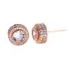 New Hong Kong Style Full Diamond Round Stud Earrings for Women - European & American High-End Hollow Design, Innovative and Stylish Jewelry
