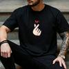 Unisex Cute Korean Finger Heart Red Heart Cartoon Graphic T Shirt Kpop Love Gesture Daily Streetwear Couple Top