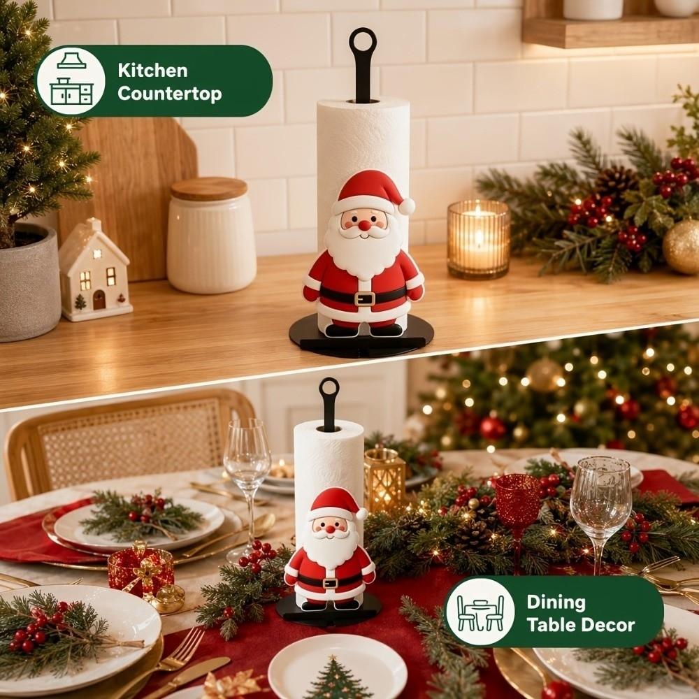 Non-Slip Base Santa Claus Towel Stand Rust-Resistant Kitchen Roll Dispenser Christmas