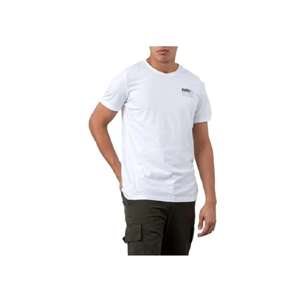 Puma Letter Print Crew Neck Regular Short Sleeve T-Shirt Men T-Shirts White 597138-02
