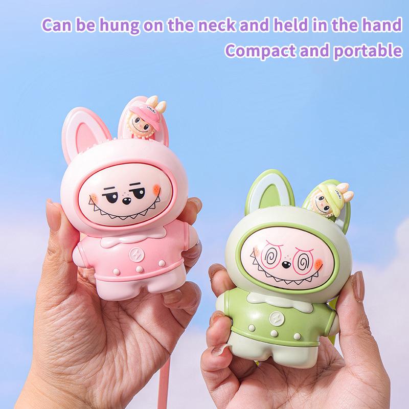 Cute Character Portable Bladeless Neck-Hanging Fan Cartoon Capybara Small Fan Outdoor Usb Charging Fan Students Summer Gifts