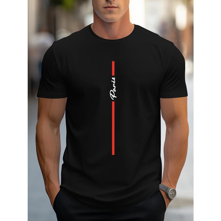 

Men S Trendy Handwritten Paris Print Shoulder T-Shirt 6XL кавовий